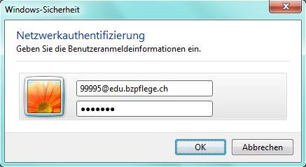 Klicken Sie mit der linken Maustaste auf das WLAN-Symbol in der Taskleiste. Klicken Sie bei Drahtlosnetzwerk EDU-BZPflege auf Verbinden.