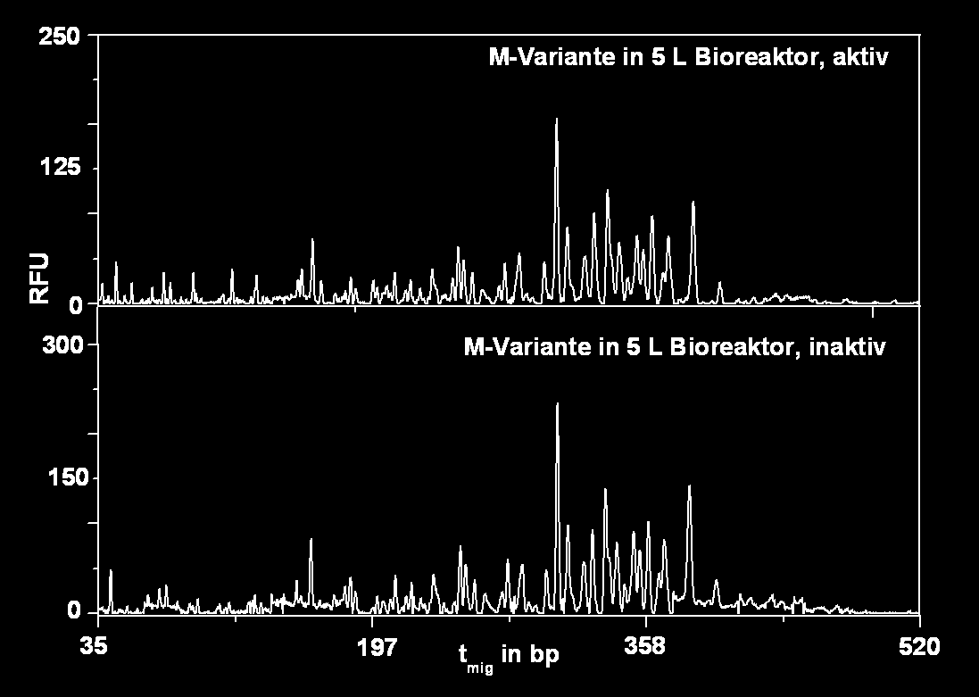Abbildung 4-51: geshifteter Overlay der HA N-Glykanfingerprints der M-Variante des H1N1-NIBSC aus einer aktiven 5 L-Bioreaktorkultur und einer inaktiven Probe der selben 5 L-Biorekatorkultur Es