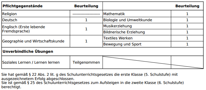 Fall 3: EIN Nicht genügend, sonst gute Noten Automatisch wird die Klausel nicht berechtigt zum Aufsteigen gegeben, dies muss gegebenenfalls