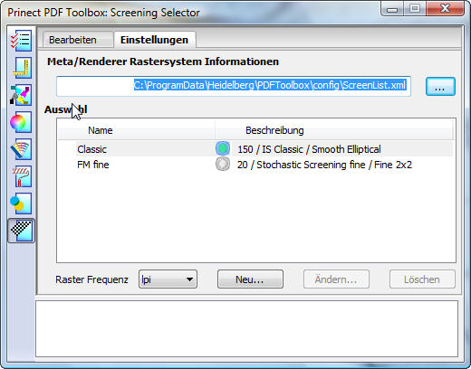 3. PDF Toolbox: Trap Editor / Screening Selector Trap Neu: Opak als