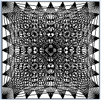 from gpanel import * makegpanel(0, 40, 0, 40) setcolor("red") y = 1 for i in range(2, 41, 2): move(20, y) fillrectangle(i, 1.