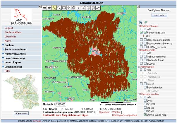 Datenaufbereitung im Intranet Überführung der Datenbanken der Bodendenkmalpflege nach PostGIS Punktgeometrie