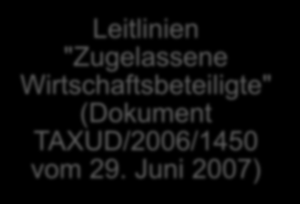 Gesetzliche Bestimmungen zum AEO Artikel 5a ZK Artikel 14a - Artikel 14x ZK-DVO.