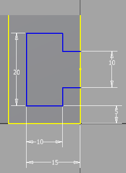 Beispiel Führung 4. Aufruf Schaltfläche Bemaßung. Seiten des Recktecks bemaßen und Maße auf Zeichnungsmaße (50 mm und 30 mm) ändern. Linienfarbe ändert sich in blau - Skizze voll bestimmt.