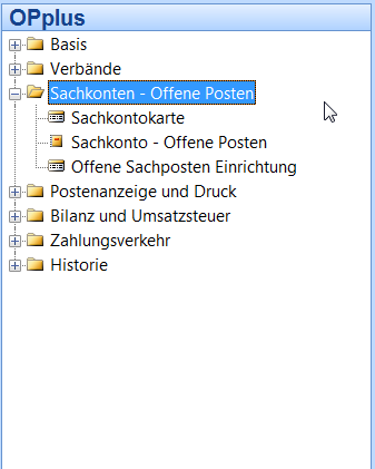 Bilanz und Umsatzsteuer Navigationsbereich OPplus Sobald die OPplus-Objekte auf der Datenbank eingespielt sind, steht Ihnen OPplus standardmäßig unterhalb des Bereichs Finanzmanagement als