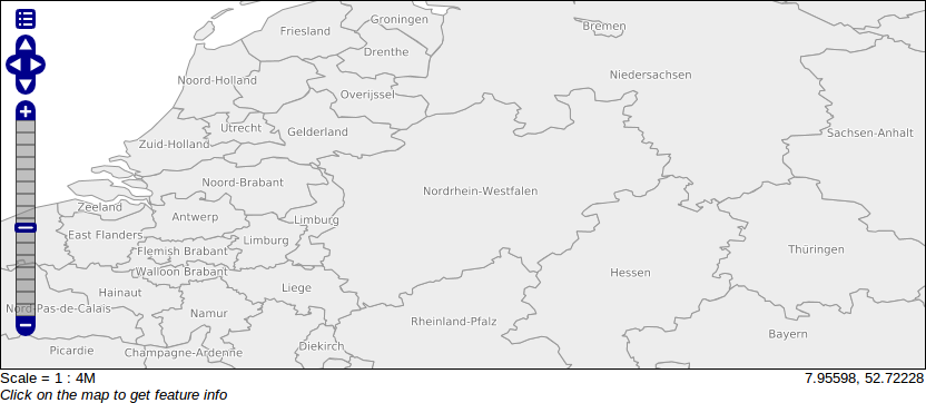 Abbildung 3.3: Layer states_provinces mit zugehörigem Stil und zentriert auf Nordrhein- Westfalen Herzlichen Glückwunsch!