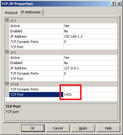 Stellen Sie sicher, dass das Feld Dynamische TCP-Ports leer ist. 6. Wenn Sie in den vorherigen Schritten an den Feldern Änderungen vorgenommen haben, starten Sie den Dienst für die Instanz neu.
