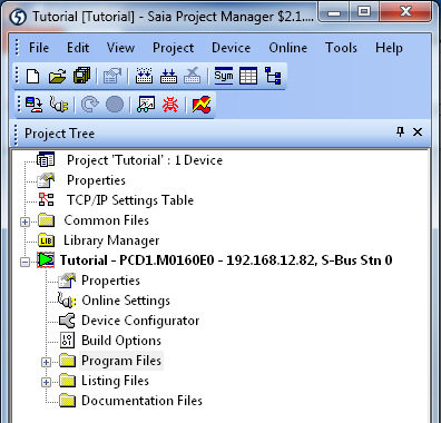 Saia PG5 Project Manager Der Saia PG5 Project Manager verwaltet alle dem Projekt zugehörige Dateien