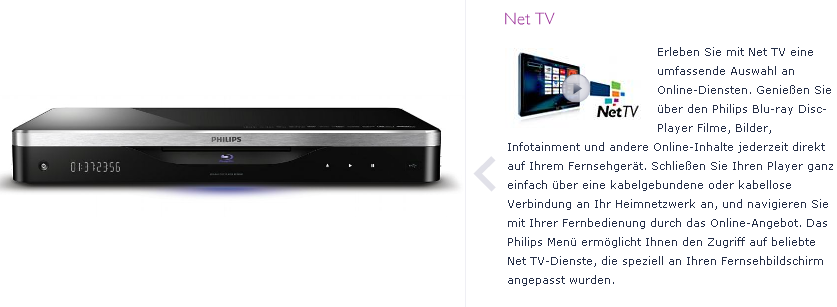 Philips NetTV Architecture: TV, Bluray,