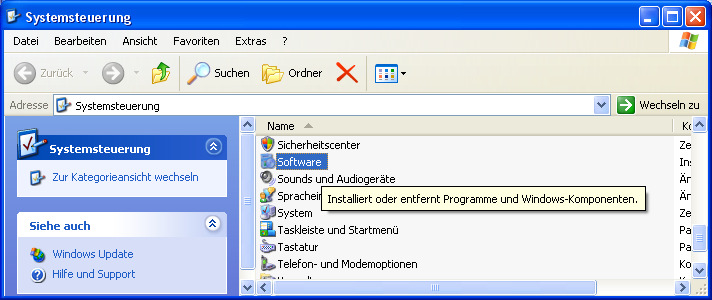 Firebird-Server 1.5 deinstallieren: Gehen Sie hierzu auf die Windows-Systemsteuerung a.