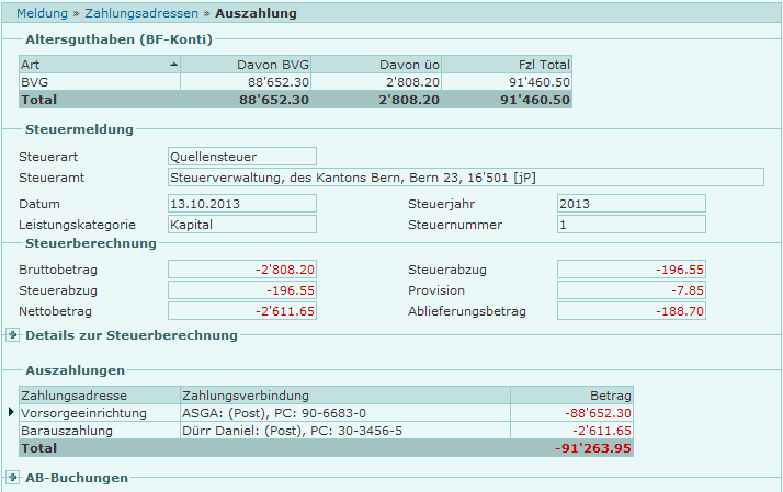 Kontoführung Die Kontoführung dient der Verwaltung der Altersguthaben.