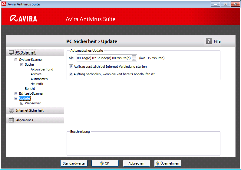 Überblick über Avira Antivirus Suite verdächtige Dateien, die Sie in Quarantäne stellen möchten.