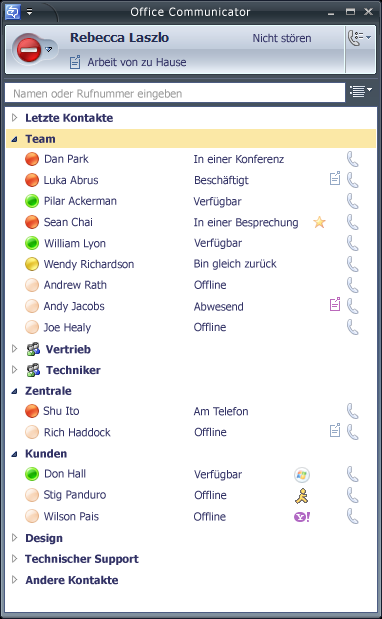 Verbund Office Communications Server 2007 unterstützt die Arbeit mit Kontakten außerhalb des Unternehmens.