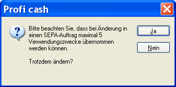 In der linken Spalte Der Haken vor ändern bestimmt einerseits den Suchfilter, den Profi cash verwendet, um die zu ändernden alten Aufträge zu finden, andererseits auch das zu ändernde Merkmal