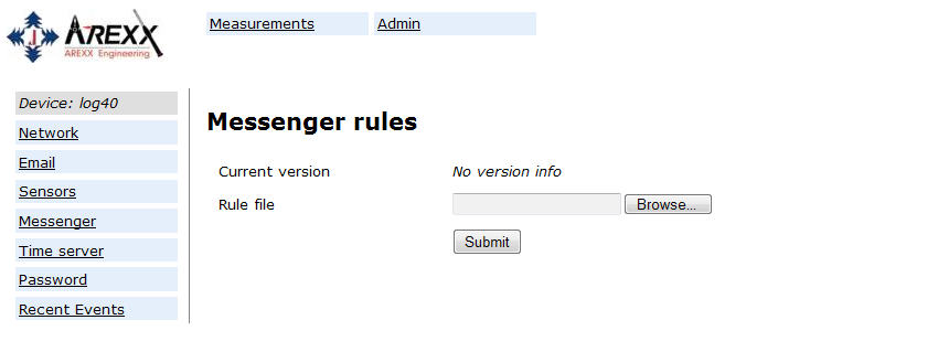Synchronisation des Temperaturloggers Juni 10, 2010 5 / 7 Abbildung 5: Mit dem Rule-Editor kann man eine Messenger-Rule-Datei für die BS1000 LAN-Basis-Station erstellen.