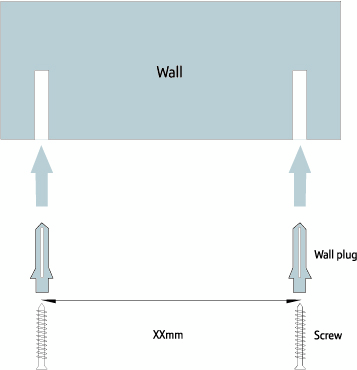 16. Wandmontage WICHTIG Überprüfen Sie bitte, bevor Sie Ihr D1100 an der Wand befestigen, ob Sie nicht in Kabel und Leitungen bohren.