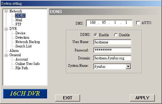 . Aktiviere die DDNS-Funktion : Geben Sie DDNS-Benutzername in das User Name -Feld ein. Geben Sie das DDNS-Passwort in das Passwort -Feld ein. Geben Sie den Hostnamen in das Domain -Feld ein.