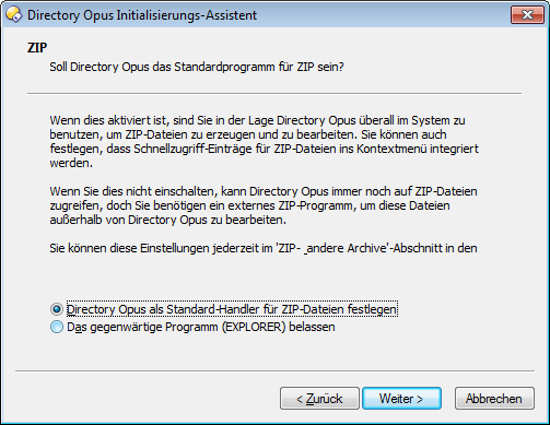 Die zweite Frage des Assistenten lautet: Soll Directory Opus den Windows Explorer ersetzen?. Standardmäßig wird Directory Opus als Windows Explorer- Ersatz installiert.