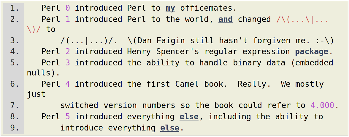 Geschichte Perl history