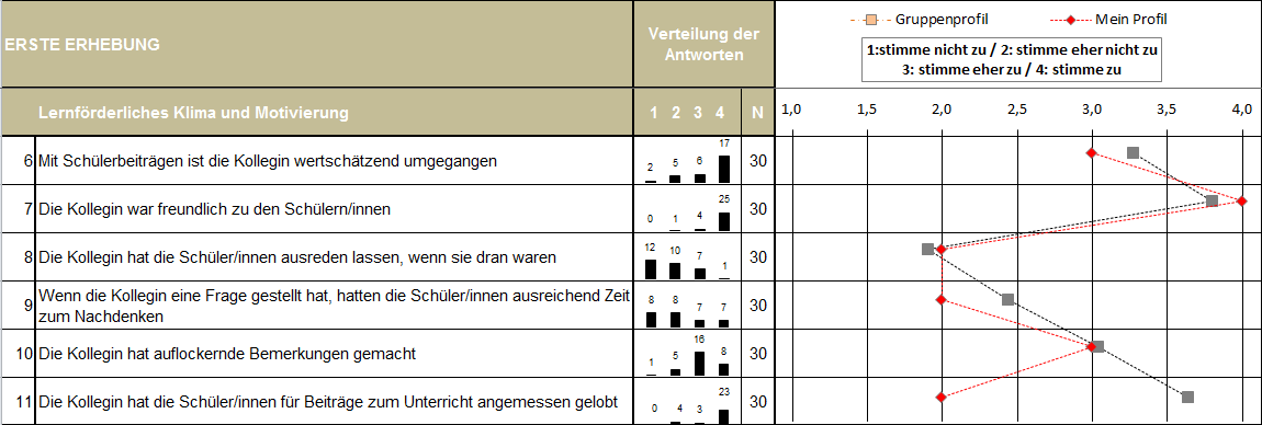 Unterrichtsanalyse im Team: Durchschnittsprofil versus Individualprofil Leitfragen zur