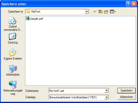 Geben Sie für dieses Beispiel den Namen Meine Schrift1 ein. a Hinweis: Speichern Sie die erstellte Schriftart in dem unten angegebenen Ordner.