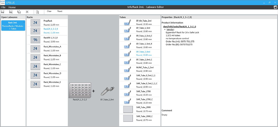 112 epblue Labware Editor - Labware erstellen und verwalten Die Labware-Kombination wird geöffnet.
