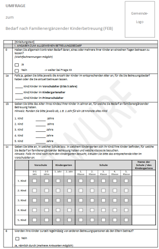 Der zugehörige Excel-Auswertungsbogen ist nach demselben Prinzip erarbeitet und kann dem Fragebogen entsprechend angepasst werden.
