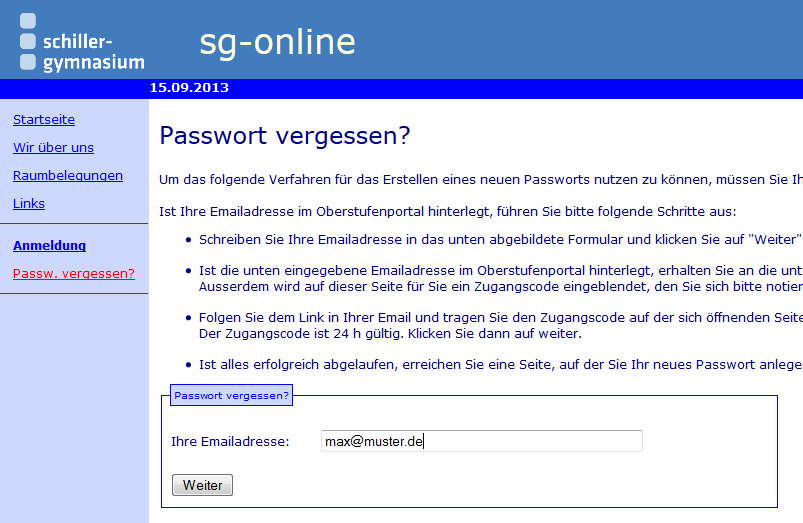 1 Zuerst: Ändern des Passwortes 1.1 Rufen Sie dazu die Seite https://www.sg-hdh.de auf. 1.2 Klicken Sie auf: Passw.