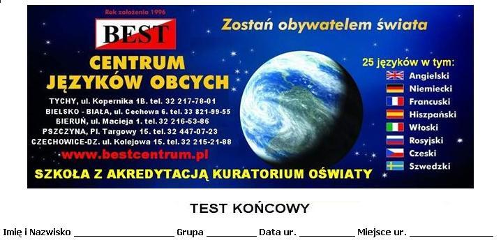 WYNIK TESTU REKOMENDACJA Podpis lektora Podpis słuchacza Niemiecki (A2) NG3 Aufgabe 1. Ergänze die Lücken sinnvoll! Vergiss nicht über Korrektheit der eingegebenen Wörter! Uzupełnij luki!