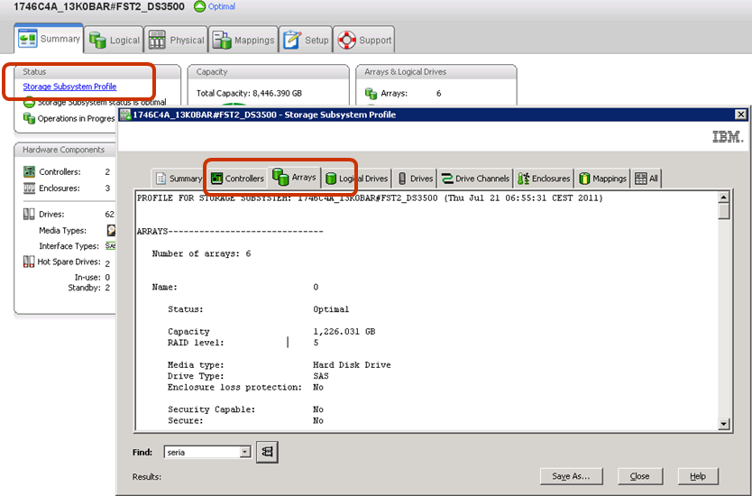 Tipp: Auffinden technischer Informationen Beispiel DS3500 o o o DS Storage Manager öffnen Profile aufrufen