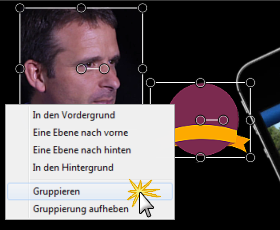 Medien gruppieren Gruppieren Sie mehrere Medienelemente, um sie einfacher verschieben, bearbeiten und in der Bibliothek speichern zu können.