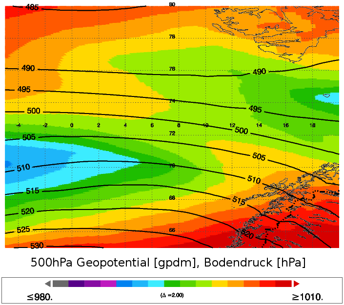 5 Ergebnisse (a) (b) Abbildung 5.21: 17.11.2008, 06 UTC: a) 10m-Wind und b) 2m-Temperatur, COSMO- EU. Unterschied kann auf die Auösung der Karten zurückzuführen sein. (a) (b) Abbildung 5.22: 17.11.2008, 06 UTC: a) äquivalent-potentielle Temperatur auf 850 hpa und b) 500 hpa Geopotential mit Bodendruck, COSMO-EU.