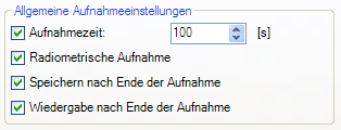 Maximum Erw. Mitteln Die Maximalwerte der Bildpixel, z.b. von zehn Bildern, werden in der angegebenen Frequenz zu einem Bild zusammengefasst und aufgenommen.