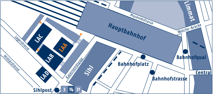 Ort der Veranstaltung: Campus PH Zürich Gebäude LAA Lagerstrasse 2, 8090 Zürich Wir treffen uns ab 8.30 Uhr im Hörsaal (LAA-J002C) Anreise Zu Fuss Ausgang «Sihlpost» (Gleis 51 54).