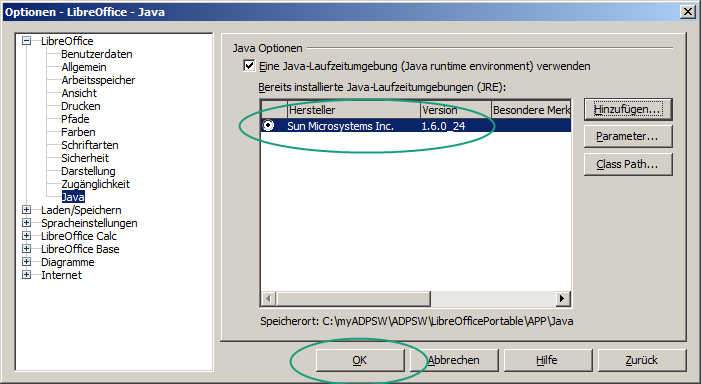 1 Installation Abbildung 10: JRE-Dialog ohne Java-Laufzeitumgebung. Abbildung 11: JRE-Pfadauswahl. Die Java-Laufzeitumgebung wird im Optionsdialog angezeigt und ist ausgewählt.