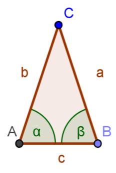 Seiten: Die drei Begrenzungslinien des Dreiecks nennt man Seiten und sie werden meist mit Kleinbuchstaben (a, b, c) beschriftet.