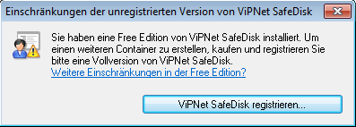 Container erstellen Der Assistent Erstellen des Containers startet automatisch beim ersten Start von ViPNet SafeDisk (s.