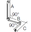 Maniglione di sostegno angolare con supporto verticale Wandhaltegriff mit Senkrechtstütze 2060HG31PM misura/maß: A = 650 mm B = 570 mm C = 540 mm Maniglione di sostegno angolare con supporto