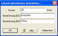 Arbeiten mit speed & feed 149 OK Hilfe... Nach dem Drücken der Schaltfläche Hilfe wird die entsprechende Hilfeseite für diesen Dialog angezeigt. Abbrechen Siehe auch: Lohnstrukturkosten bearbeiten 7.