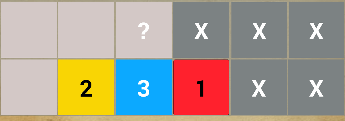 Beispiel(unten ist der Spielfeldrand): Die Zelle (C) darf kein X enthalten, da ansonsten die 1 (D) und die 2 (B) getrennt wären.