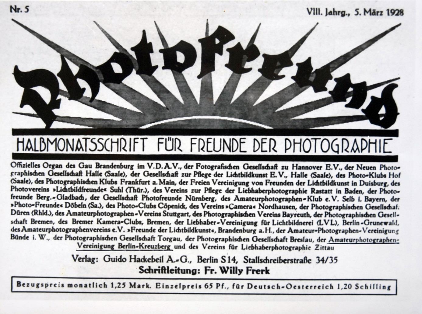 Februar anno 1928 geschah es, dass in einer Kneipe am Fuße des verschneiten Kreuzbergs einige Herren beim Bier am Kachelofen saßen und die Gründung der Amateurphotographen-Vereinigung