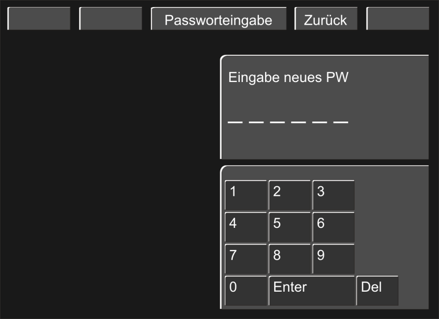 PASSWORT Es stehen 12 Passwörter zur Verfügung. Diese sind über den vorhandenen Menupunkt Passwort im System-Menu konfigurierbar. Wird ein Passwort gelöscht resp.