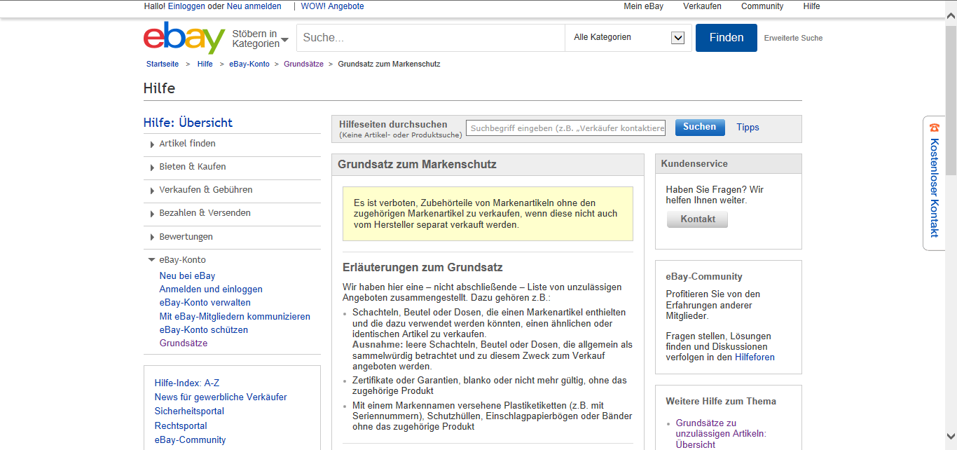 3. Plattformverbote Markenschutz in den AGBs und Grundsätzen von ebay unterliegt einem