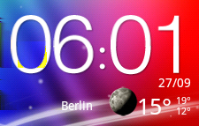 106 Android Market und andere Apps Verwendung der Uhr Über das HTC Uhr-Widget Mit dem HTC-Uhr-Widget können Sie das aktuelle Datum, die Uhrzeit und Ihren Standort anzeigen.