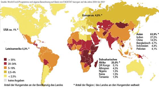Weltkarte der Unterernährung http://www.