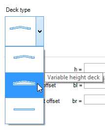 Brücken Modul (Revit Structure, CIVIL 3D), Bestandteil der Decks (Fahrbahnaufbau) Doppelklick auf Decks (Fahrbahndecke) zeigt die Einstellungen dieses Bauteils.
