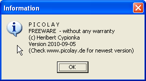 PICOLAY Wörterbuch Englisch - Deutsch - 8 - Info Information: Freeware - ohne jede Garantie Versionsdatum! (Check www.picolay.
