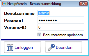 4 Starten von Netxp:Verein Starten Sie Netxp:Verein durch Doppelklicken auf das Netxp:Verein-Symbol auf Ihrem Desktop.