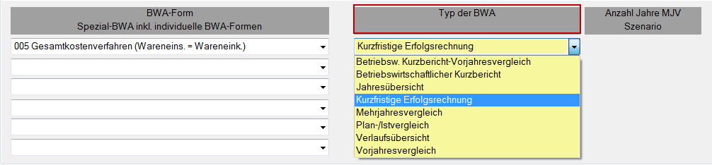 Seite 33 4. Details Übersicht über die zur Verfügung stehenden Typen der BWA nach SKR und Schema SKR Schema Typ der BWA 03/04 5 + 11 Betriebsw.