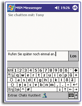 5 Verwalten der Microsoft Pocket PC 2002-Companion-Programme Microsoft Windows Media Player für Pocket PC 3 Tippen Sie auf Senden. Geben Sie eine Nachricht ein. Antippen, um eine Nachricht zu senden.